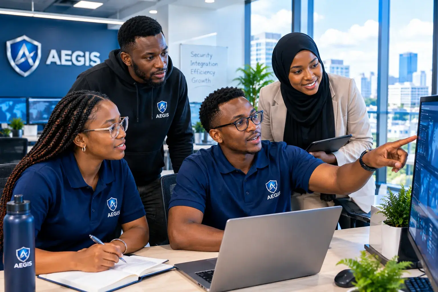 Aegis engineering team collaborating in a modern office