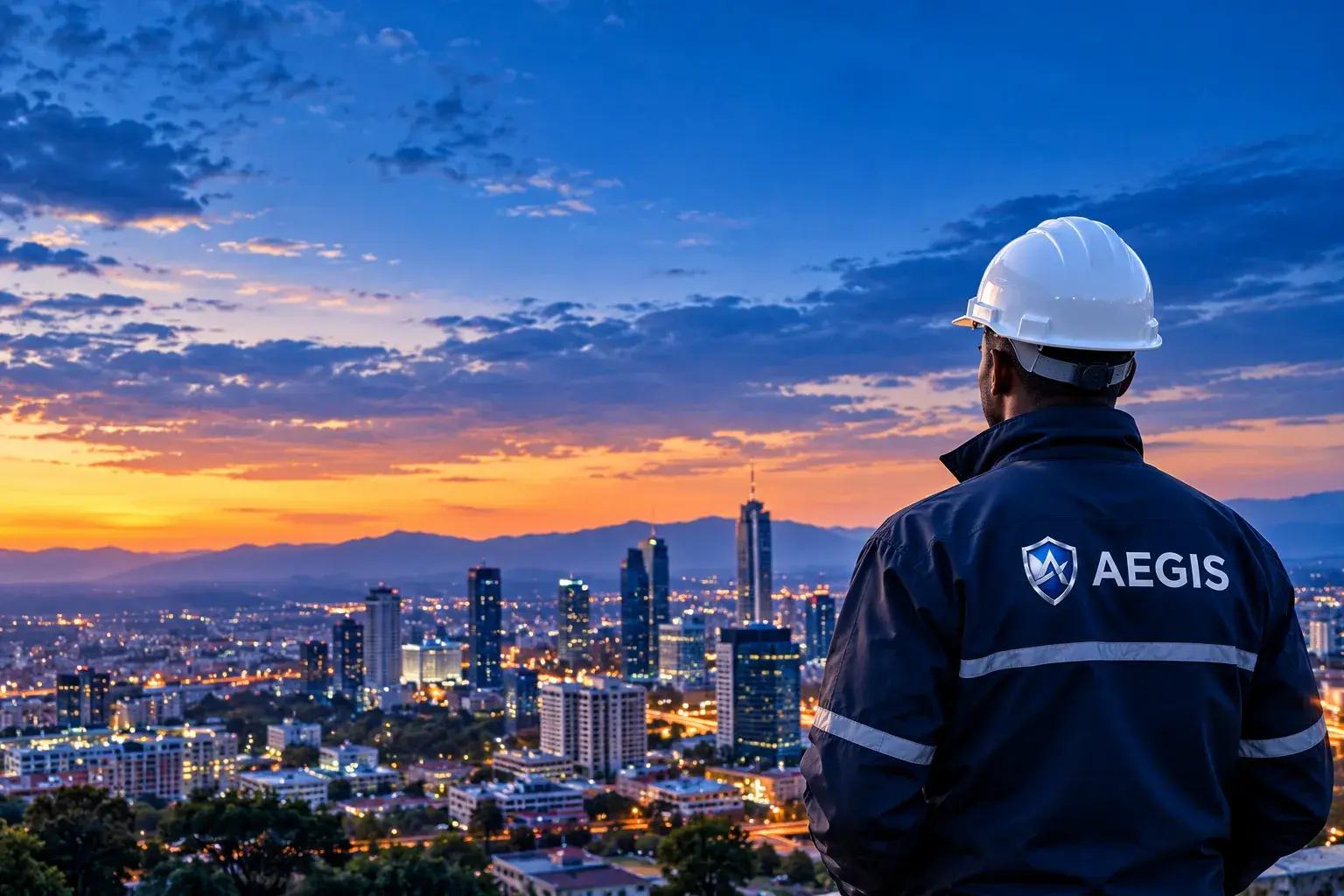 Aegis engineer overlooking an infrastructure project site