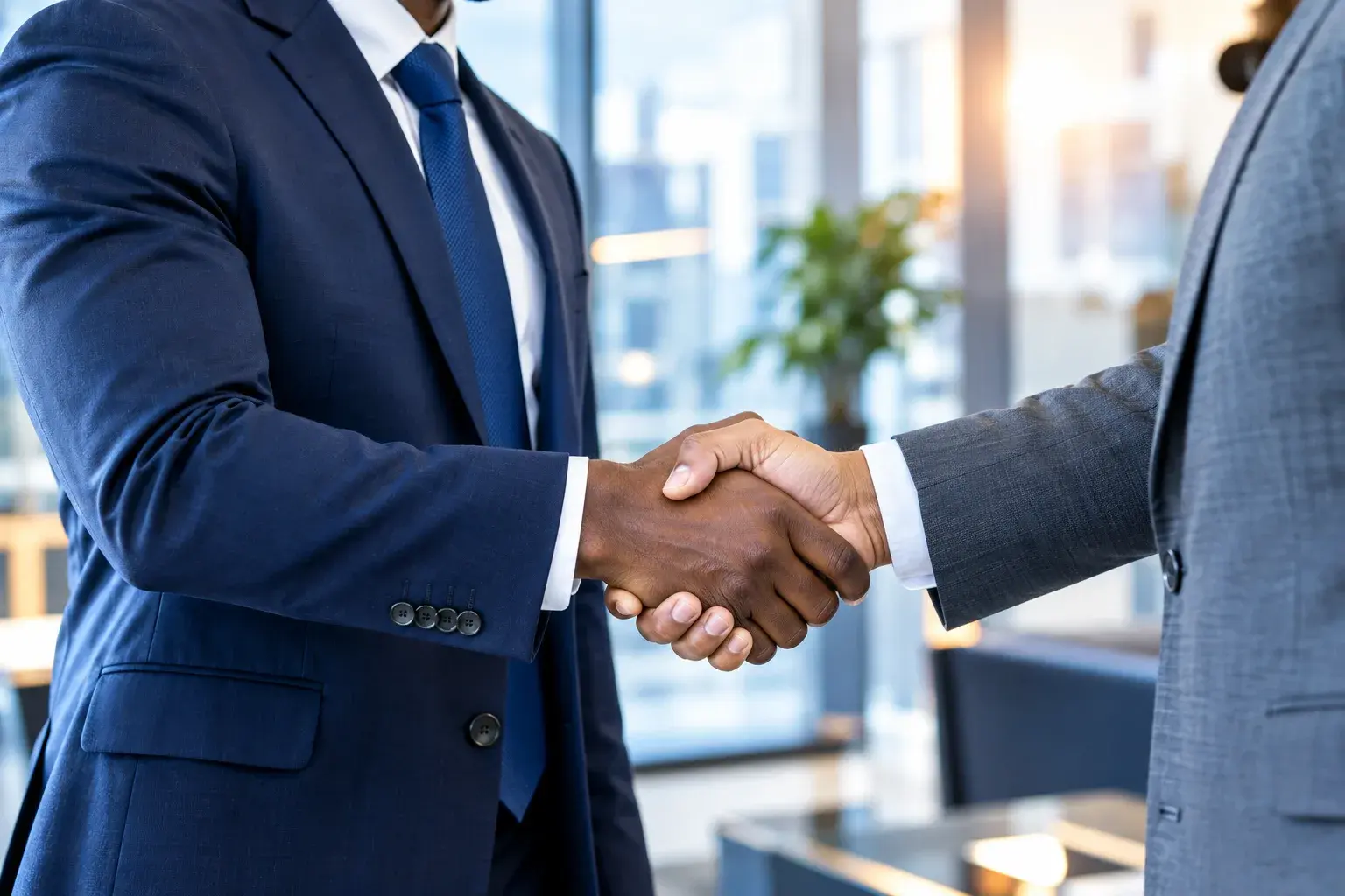 Aegis representative shaking hands with a client